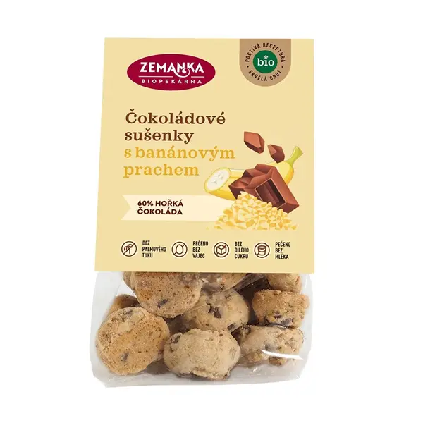 Zemanka BIO Sušenky s čokoládou a banánovým prachem 100 g