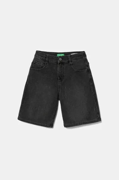 Dětské riflové kraťasy United Colors of Benetton černá barva, nastavitelný pas, 44LGC9048