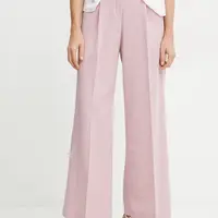 Kalhoty Liu Jo dámské, růžová barva, široké, high waist, WA5370.T1811
