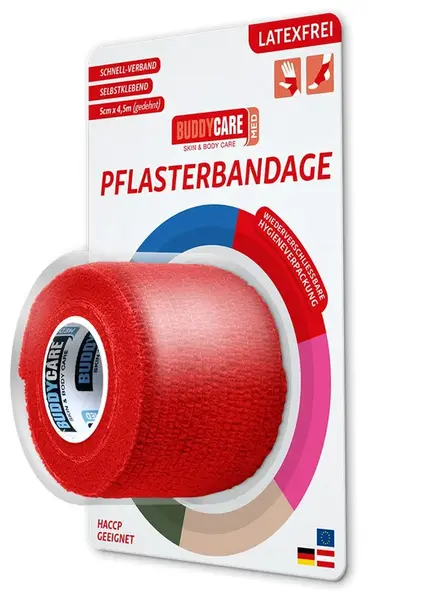 BUDDYCARE®MED Náplast 5 cm x 4,5 m červená
