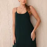 Kesi Włoski Dlouhé šaty bez ramínek tmavě zelená