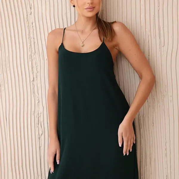 Kesi Włoski Dlouhé šaty bez ramínek tmavě zelená