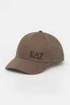 Bavlněná baseballová čepice EA7 Emporio Armani hnědá barva, s potiskem, AF11989.7X000005