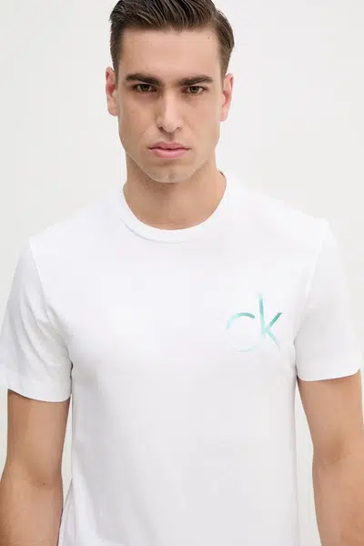 Bavlněné tričko Calvin Klein bílá barva, s potiskem, K10K114146