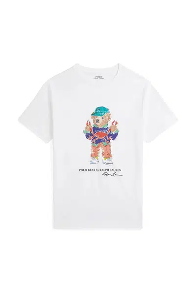 Dětské bavlněné tričko Polo Ralph Lauren bílá barva, s potiskem, 323973136002