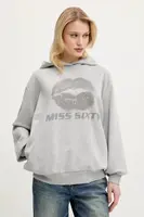 Bavlněná mikina Miss Sixty dámská, šedá barva, s kapucí, s potiskem, 6S1TJ59900