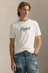 Bavlněné tričko Polo Ralph Lauren pánské, bílá barva, s potiskem, 710936401