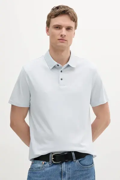 Bavlněné polo tričko Calvin Klein pánské, modrá barva, LV04LB276G