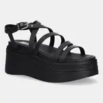 Kožené sandály Tommy Jeans WEDGY STRAPPY SANDAL