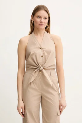 Bavlněný top Marciano Guess PAT dámský, béžová barva, 5GGH30 7315A