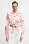 Košile Guess ADELAIDE dámská, bílá barva, regular, s klasickým límcem, W5GH03 WH4K2