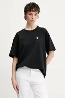 Bavlněné tričko Converse černá barva, 10028415-A01