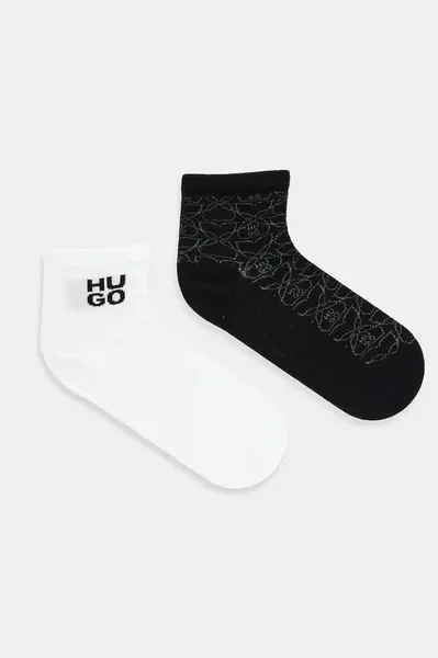 Ponožky HUGO 2-pack dámské, černá barva, 50543179