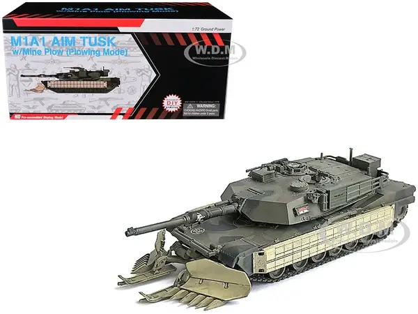 United States M1A1 AIM (Abrams Integrated Management) Tank with Mine Plow (Plowing Mode) 68 "United States Army" Olive Drab "NEO Dragon Armor" Series