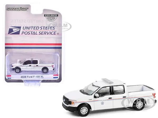 2020 Ford F-150 XL Pickup Truck "United States Postal Service (USPS) Postal Police" White with Red and Blue Stripes "Hobby Exclusive" Series 1/64 Die