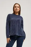 Marisse Navy Blue Sweater With Decorative Weave