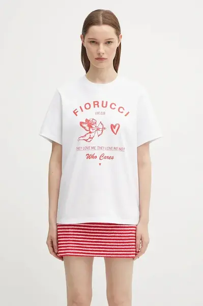 Bavlněné tričko Fiorucci Cupid Love Club Print Regular Fit dámské, bílá barva, W02FPTSH428CJ01WH01