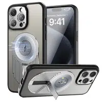 Magnetic Phone Case for iPhone 16 Pro Max Shockproof Bracket Aromatherapy & Heat-Dissipating Silver