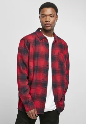 Oversized kostkovaná grunge košile černo/červená