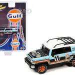 2007 Toyota FJ Cruiser 11 Light Blue "Gulf Oil" with Roofrack Limited Edition to 6000 pieces Worldwide 1/64 Diecast Model Car by Johnny Lightning