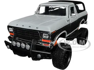 1978 Ford Bronco Custom Gray and Black "Off Road" Series 1/24 Diecast Model Car by Motormax