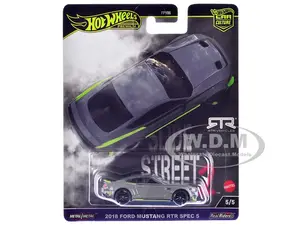 2018 Ford Mustang RTR Spec 5 Gray "Slide Street 2" Series Diecast Model Car by Hot Wheels