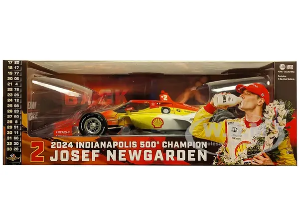 Dallara IndyCar 2 Josef Newgarden "Shell Oil" Team Penske "2024 Indianapolis 500 Champion" (Raced Version) "NTT IndyCar Series" (2024) 1/18 Diecast M