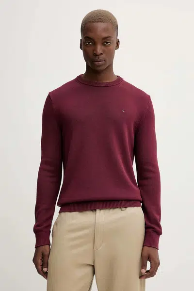 Bavlnený sveter Tommy Jeans bordová farba, ľahký, DM0DM21787