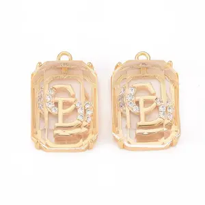 Brass Micro Pave Clear Cubic Zirconia Pendants