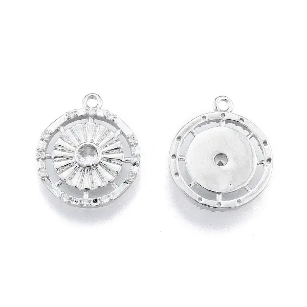 Brass Micro Pave Clear Cubic Zirconia Pendants