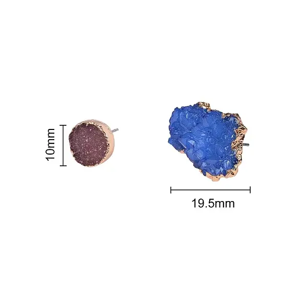 Electroplate Druzy Resin Stud Earrings
