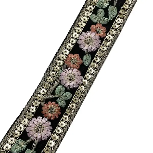 10 Yards Embroidery Flower Polyester Ribbon