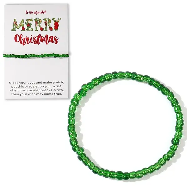 Christmas Theme Glass Seed Beads Stretch Bracelets