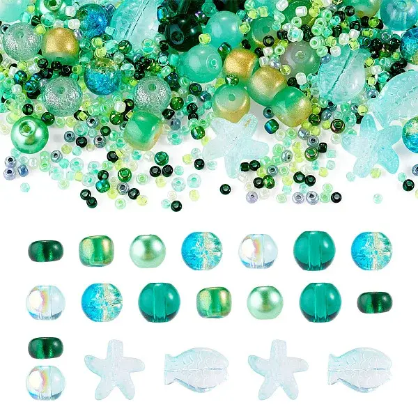 1Bag Mixed Styles Glass Beads