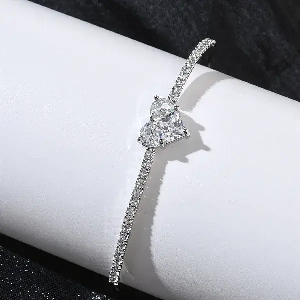 Brass Micro Pave Clear Cubic Zirconia Cuff Bangles