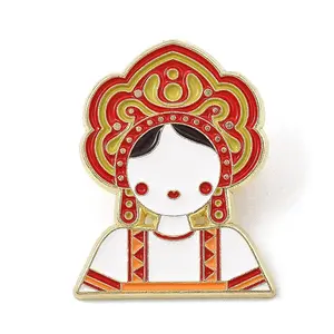 Ethnic Folk Girl Enamel Pins