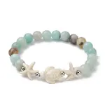 Dyed Synthetic Turquoise Turtle and Starfish Beaded Bracelets