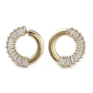 Donut Brass with Cubic Zirconia Stud Earrings
