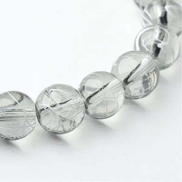 Drawbench Transparent Glass Round Beads Strands