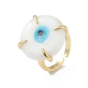 Lampwork Evil Eye Open Cuff Ring