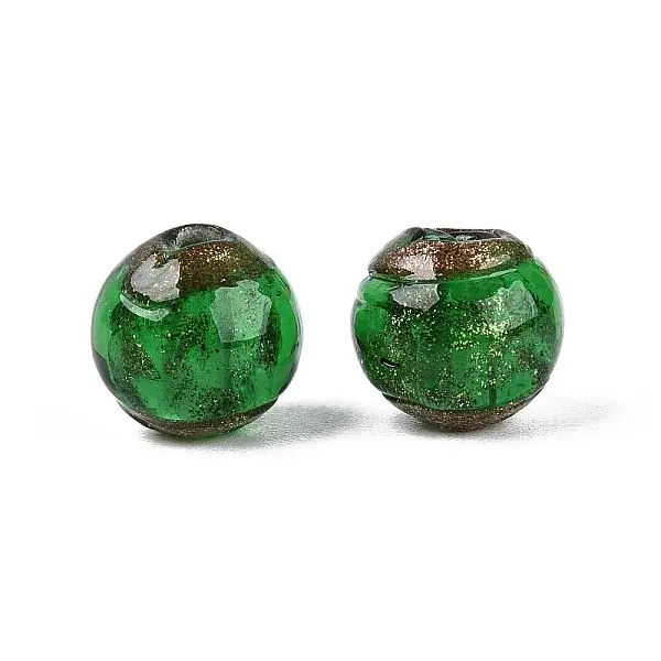 Handmade Gold Sand Lampwork Beads
