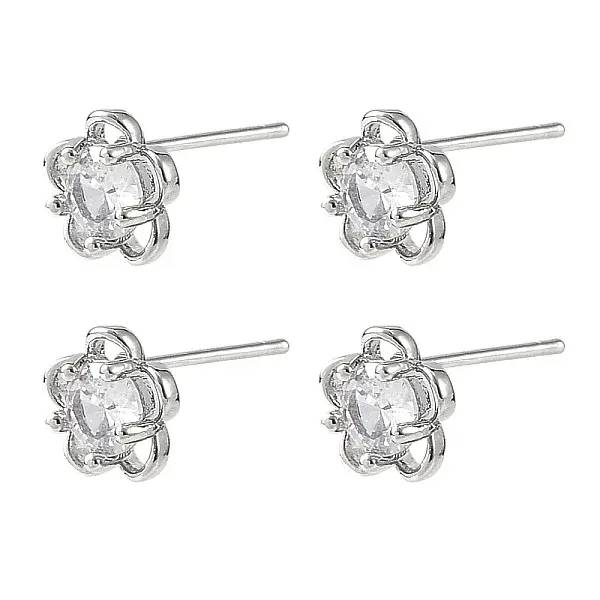 SHEGRACE Brass Micro Pave Cubic Zirconia Stud Earrings