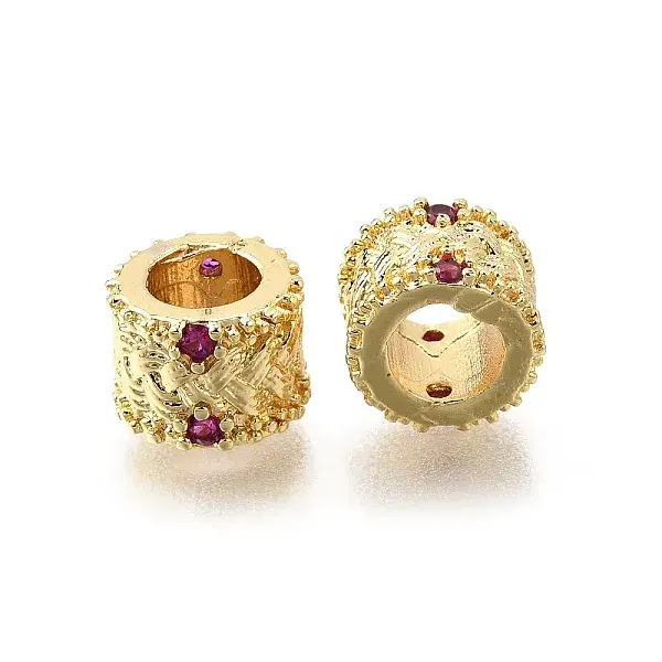 Brass Micro Pave Cubic Zirconia European Beads