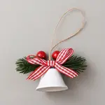 Christmas Iron Bell with Plastic Leaf Hanging Decorations