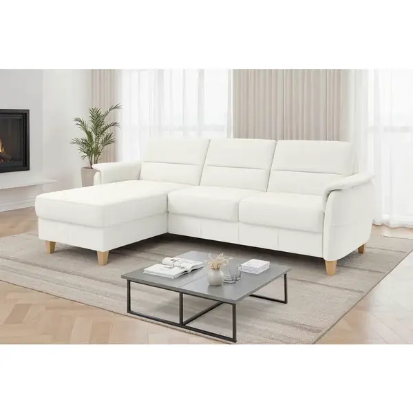 Sit & More ROHOVÁ SEDAČKA, textil, kůže, bílá