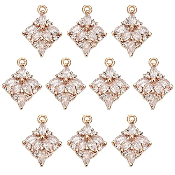 10Pcs Brass Micro Pave Cubic Zirconia Pendants