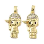 Boy Brass Micro Pave Cubic Zirconia Pendants