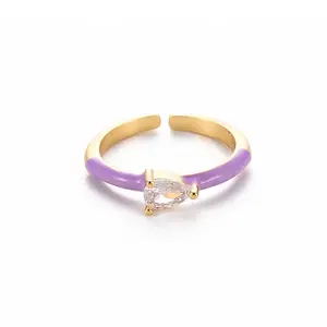 Brass Enamel Cuff Rings