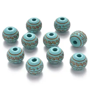 Painted Natural Wood Beads