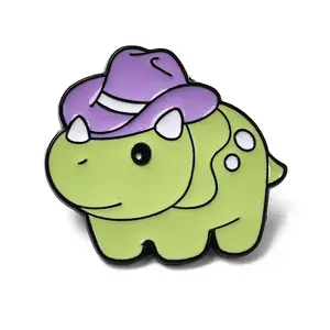 Triceratops Dinosaur with Hat Enamel Pins